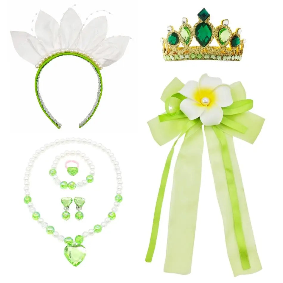 Tiana Fancy Prinzessin Kleid für Mädchen Geburtstag Party Kostüm Kinder Rollenspiel Ballkleid Kinder Karneval Performance Kleidung