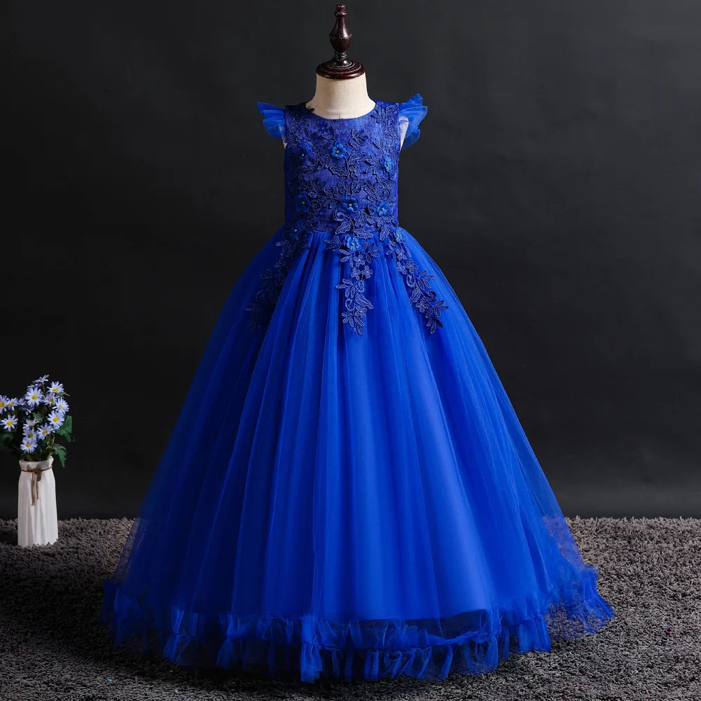 2025 Mädchen-Partykleider für Kinder, Mädchenkleider, Stickerei, Leistung, Junior-Kleid, Hochzeit, Abend, Abschlussball, Urlaub, Rock, Kostüm