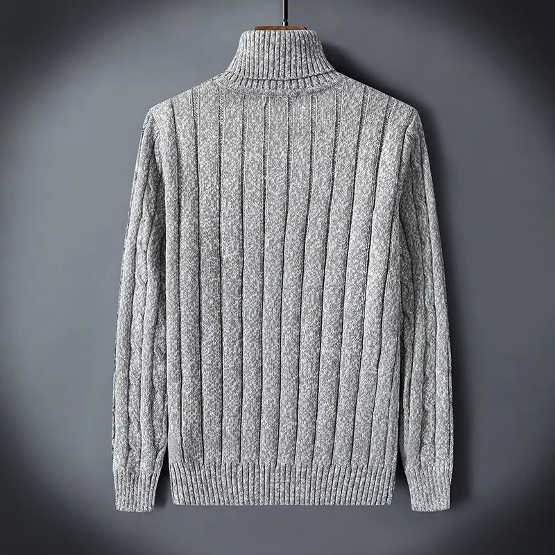 Twist Sweater Men's Turtleneck Pullovers High Neck Loose Winter Korean Fashion Trendy Thick Warm White Sweater knitted