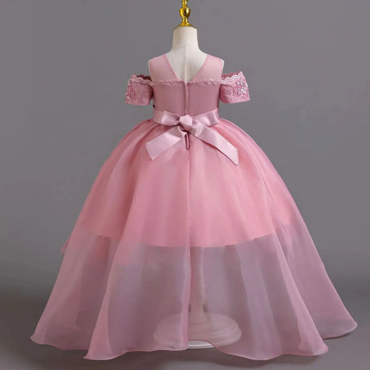 Luxus Perlen Kleider Für Kinder Spitze Schleppende Hochzeit Prinzessin Kleid Für Mädchen Geburtstag Prom Gala Leistung Lange Ballkleid.