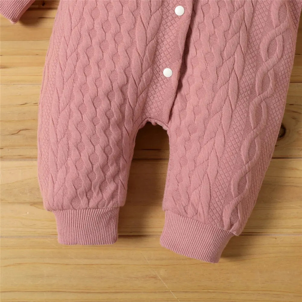 0-18 Monate Neugeborenes Baby Mädchen Bodysuit einfarbig Hoodie Langarm Stram pler Herbst & Winter warme Overall Kleidung für Baby