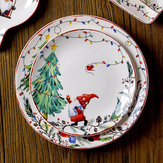 Goblin Series Ceramic Plate Large Dinner Plate Rectangle Tray Christmas Tableware Underglaze.