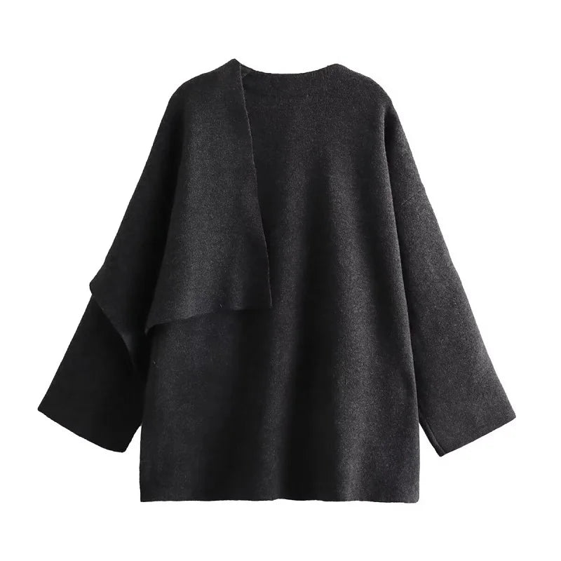 MUJER Plüsch-Wintermäntel für Damen, asymmetrischer Schal, Halbsaison-Jacke für Damen, Parkas, langärmelig, gepolsterter Mantel, Damenjacke