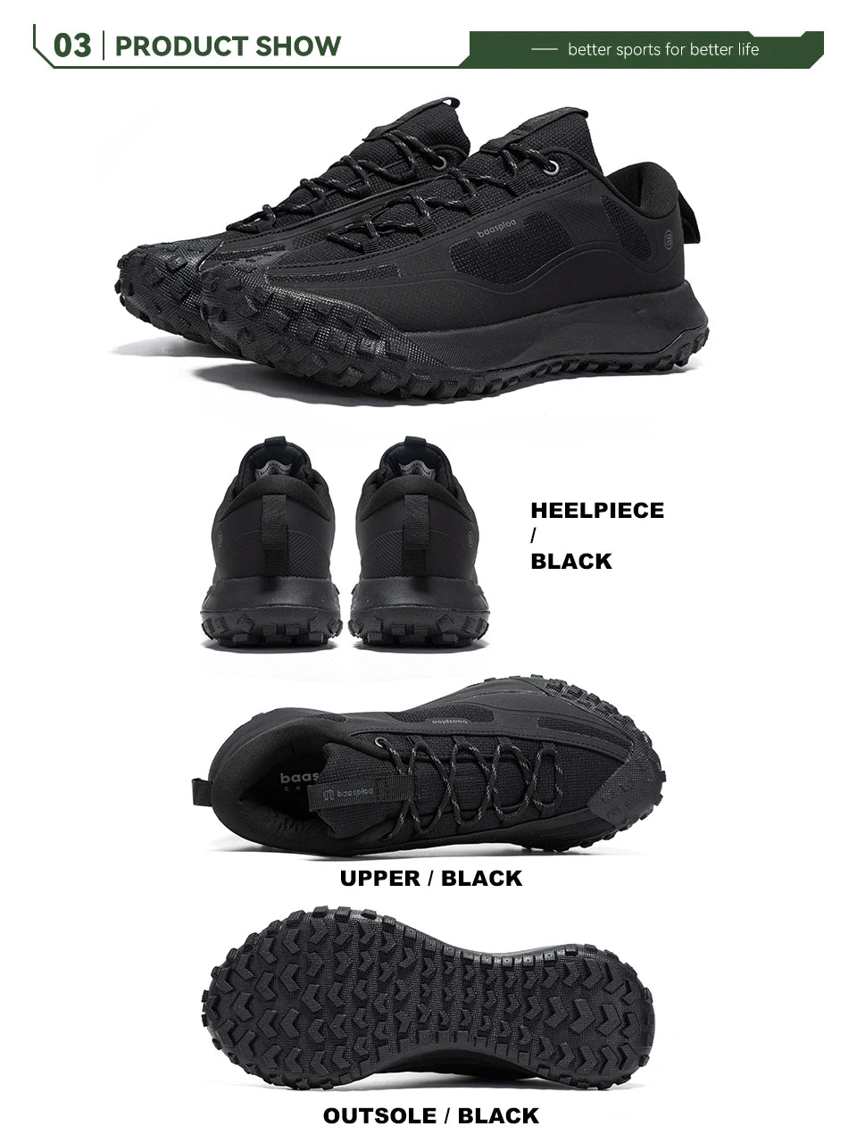 Baasploa Wanderschuhe Herren Outdoor Wasserdicht Camping Beständig Rutschfeste Turnschuhe Männlich Lässig Leichte Schnür-Wanderschuhe