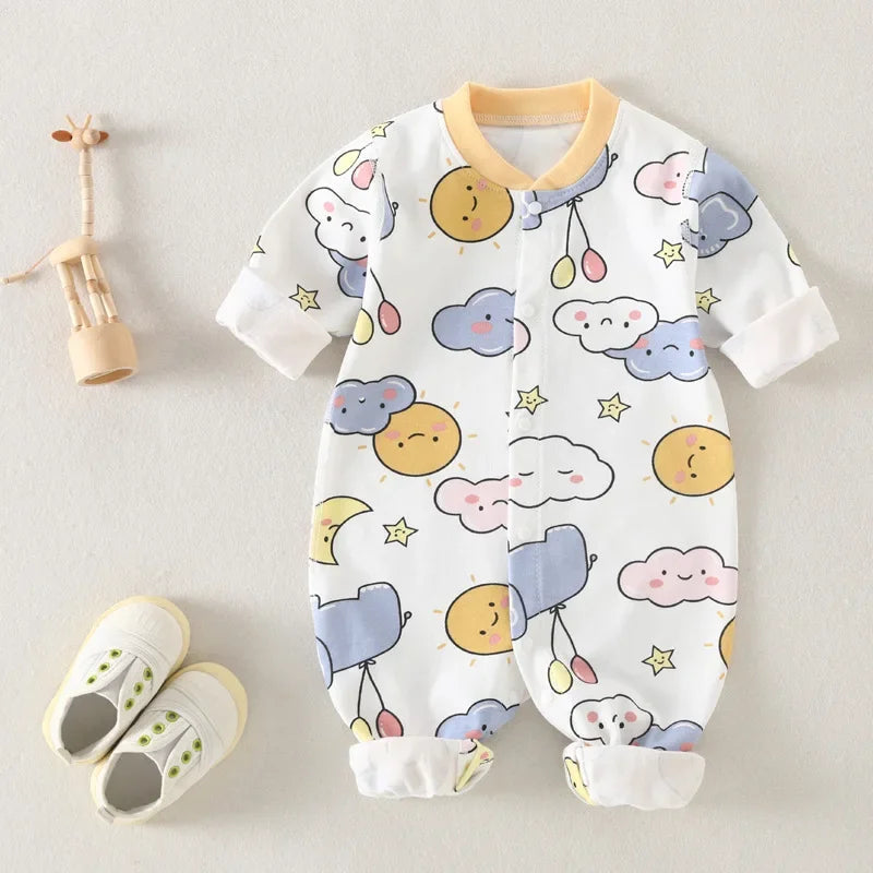 Baby-Body, Baumwolle, bedruckt, langärmelig, für Jungen und Mädchen, für Kleinkinder, Komfort, Creeper, Einteiler, Frühling und Herbst