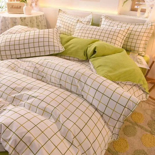 Lattice Bedding Sets Children Bed Linens Sheet Printed Duvet Cover Single Double Queen Size Quilt Covers Sets Bedclothes.