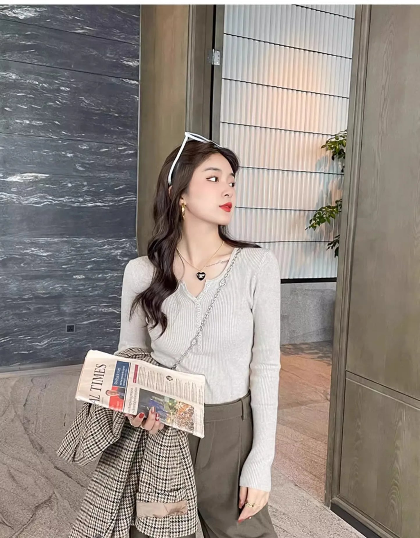 2025 frauen Solide Strick Pullover Herbst Winter Pullover V-ausschnitt Taste Langarm Schlank Pullover Koreanische Casual Basis Schicht Y2k