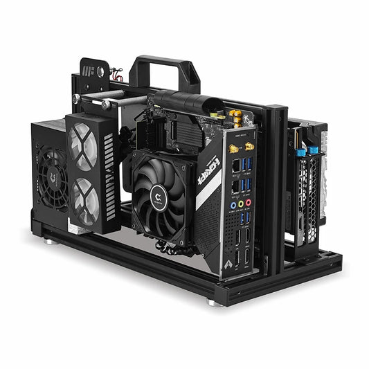 METALFISH ITX A4 Aluminum Open Frame Case, Vertical GPU, 240mm Cooler, Mini-ITX Compatible, DIY Gaming PC.