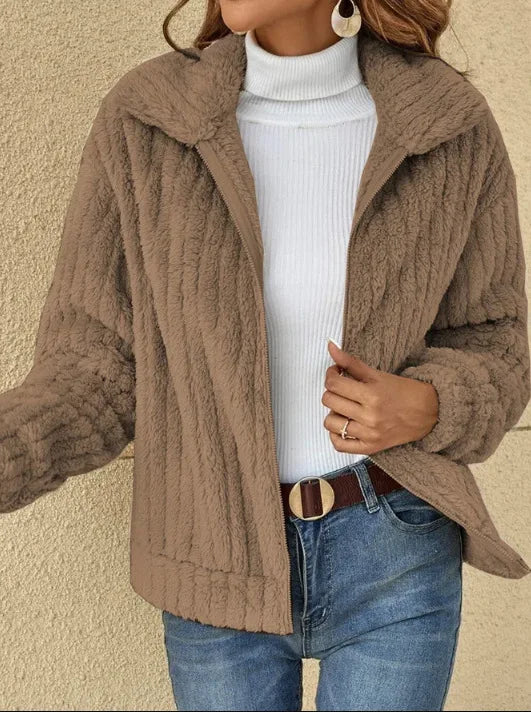 2025, Herbst und Winter, neue Mode, Damenpullover, Mäntel, Übergröße, Fleece-Strickjacke, kurzer Kragen, Tops, Damenbekleidung