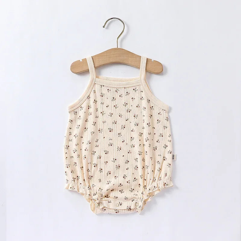 0-24m Neugeborenes Kind Baby Stram pler Mädchen Jungen Sommerkleid ung ärmel los schulter frei Overall niedlichen süßen Bodysuit Outfit