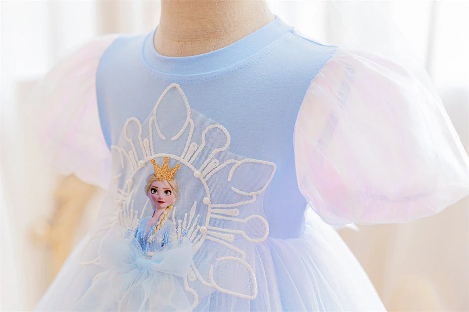 Mädchen Schneekönigin Spitze Schleife Prinzessin Kleid Elsa Cosplay Disney Performance Kleidung Kinder Halloween Karneval Party Fee Outfits