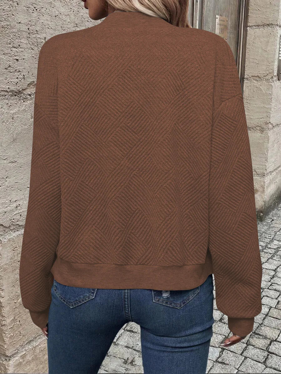 Damen Herbst und Winter neue einfarbige einfache und exquisite Reißverschlussjacke Baseballkragen Freizeitjacke