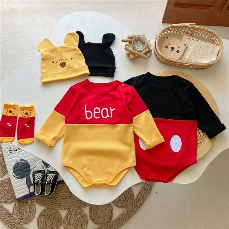 Winnie The Pooh Bär Baby Body Neugeborenen Langarm Strampler Kleinkind Jungen Mädchen Overall Kleidung K3529