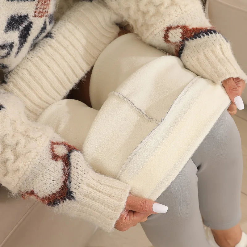 Ultra dicke Imitation Lamm Kaschmir künstliche Samt Leggings, Winter Plüsch verdickte hoch taillierte lange Hosen, warme Hosen