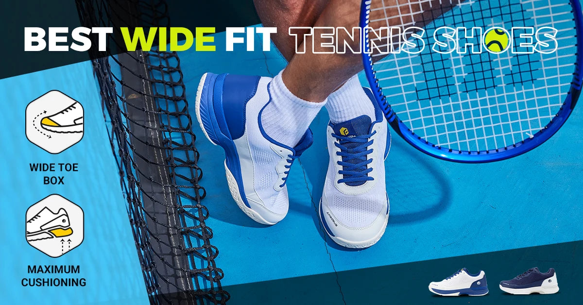FitVille Professionelle Tennisschuhe für Herren, Soprt-Schuhe, Trainings-Sneaker, rutschfest, schweißabsorbierend, geschwollene Füße, Fußgewölbeunterstützung