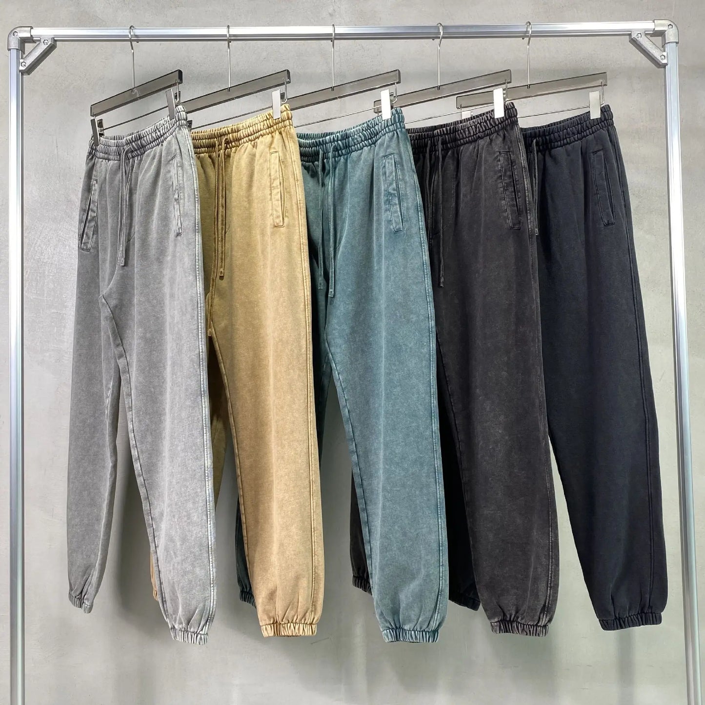 Vier Jahreszeiten Neue Mode Für Männer Casual Trendy Amerikanischen Gewaschen Gewachst Lose Einfarbig Hosen Gerade Jogger Hosen Männliche Hosen