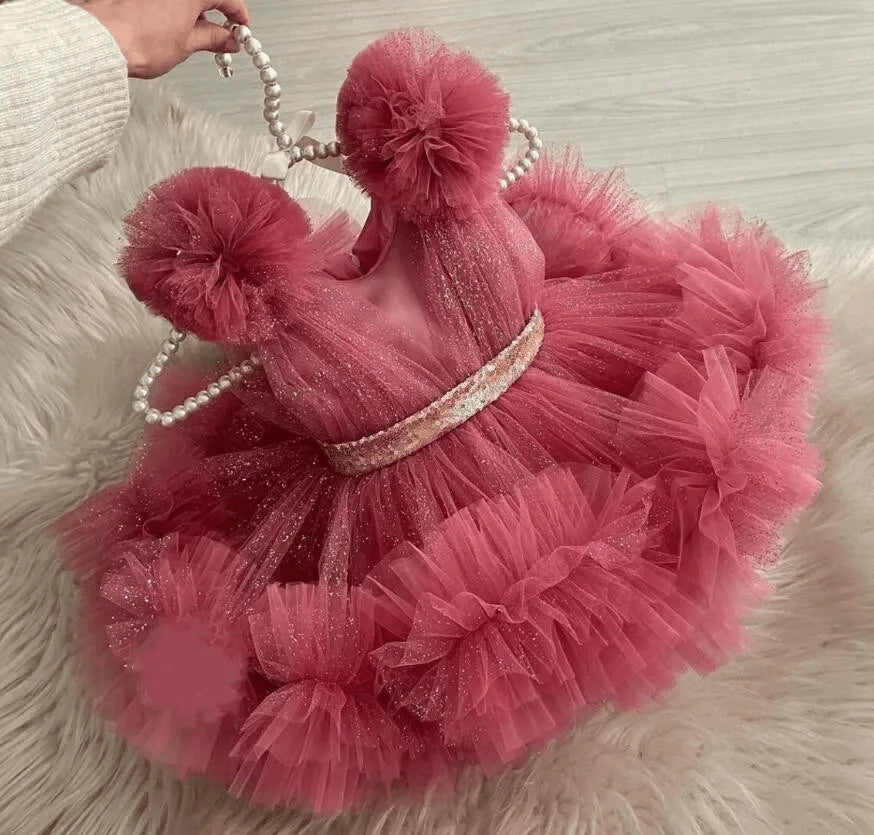 Luxuriöse Kinderkleidung, Babykleid zum ersten Geburtstag, Blumenkind-Hochzeitskleid, Mädchen-Karnevals-Performance-Kleidung