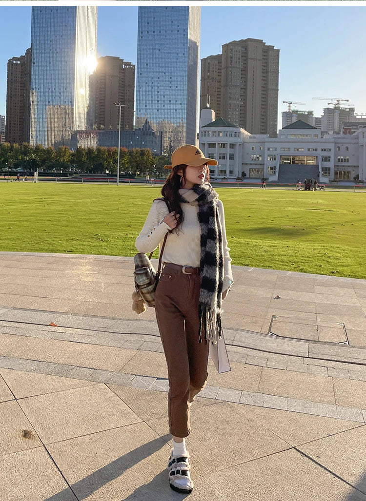 Herbst Winter Pullover Frauen Pullover Langarm Tops Kleidung Schlank Stricken Weiche Jumper Streetwear Taste Rollkragenpullover