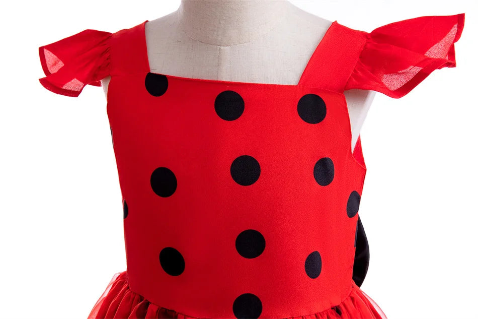 Mädchen Little Beetle Flying Sleeve Cosplay Prinzessin Kleid Geburtstag Halloween Party Kleidung Kinder Marinette Performance Kostüme