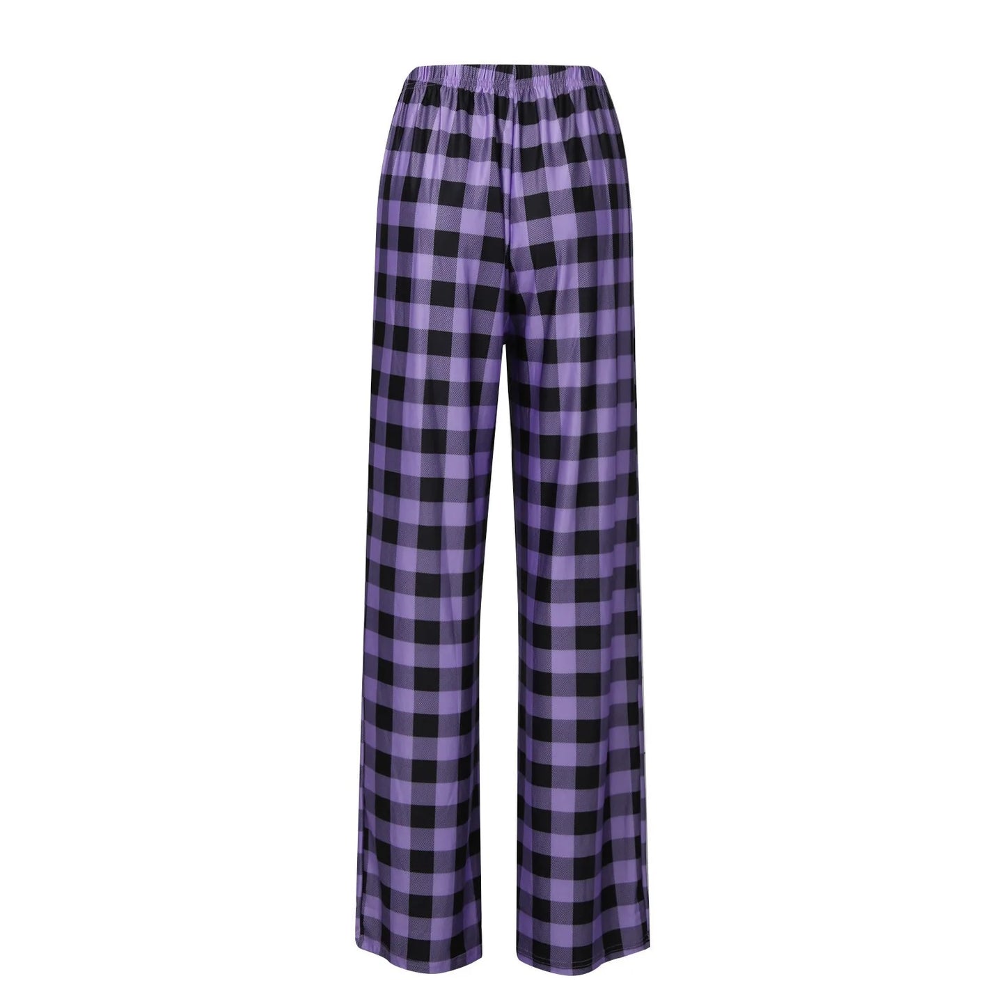 Frauen Weihnachten Pyjama Hosen Herbst Winter Plaid Gedruckt Hosen Mode Lässig Breite Bein Hosen Kleidung Streetwear