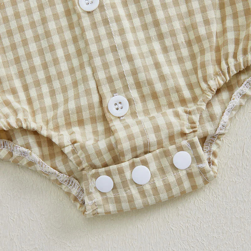 Kleinkind Niedlicher Gitter Revers Overall Kleinkind Dünner Stil Freizeit Einteiliger Baby Herbst Body