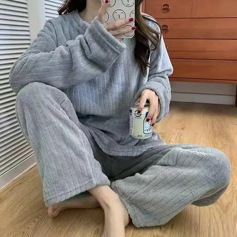 Winter frauen Neue Pyjamas Korallen Samt Casual Pyjamas Gepolsterte Loungewear Loungewear Sets Warme Kleidung Für Herbst Und Winter