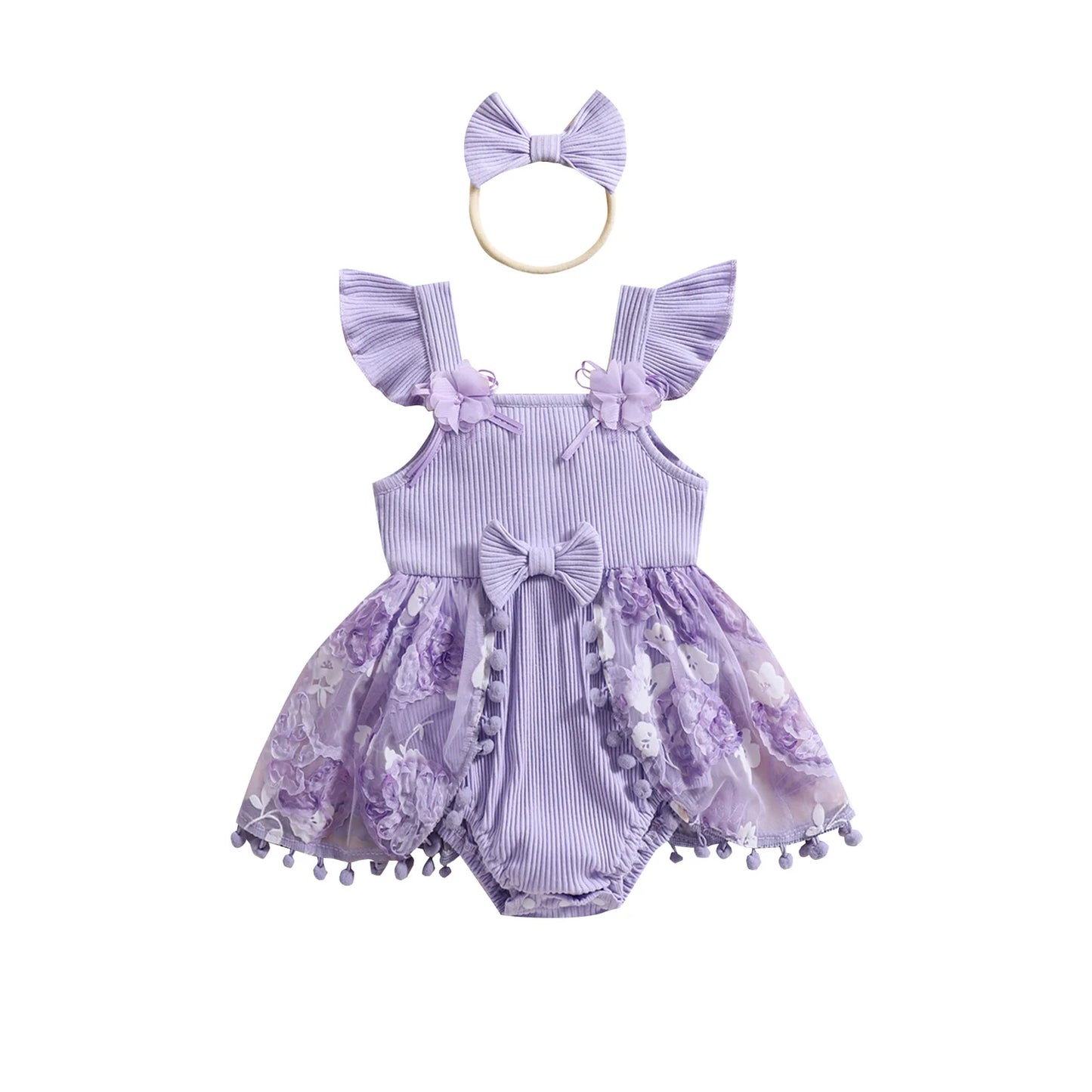 0-18M Kleinkind Baby Mädchen Sommer Strampler Kleid Nette Rüschen Ärmellose Square Neck Blume Body mit Stirnband Set neugeborene Kleidung