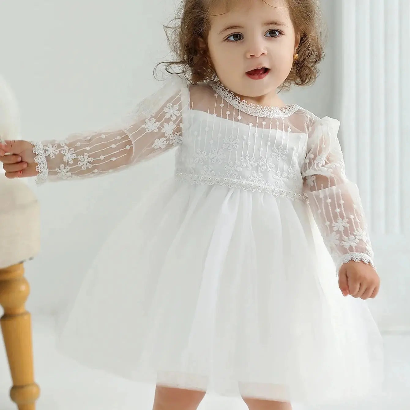 Baby Taufe Weißes Kleid Säuglingskleid Kleid Mädchen Party Geburtstag Hochzeit Prinzessin Kleid Für Kinder Erstkommunion Leistung 0-24M