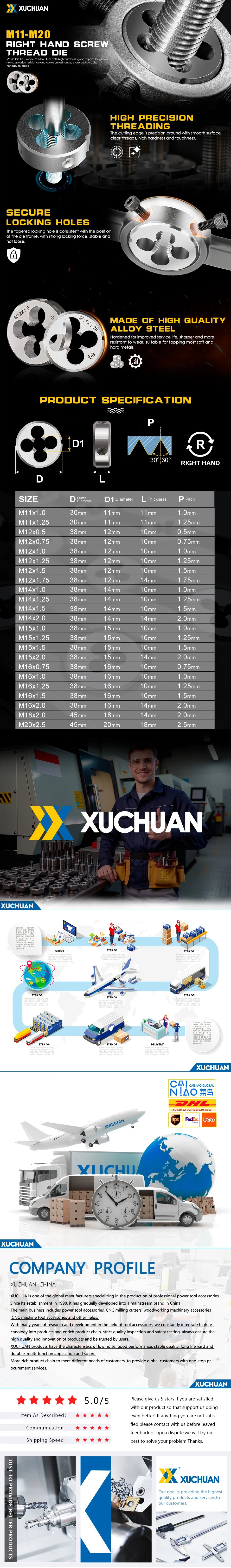 Schraubgewindestift M11 M12 M13 M14 M15 M16 M18 M20 Rechtshänder für Metallbearbeitung Metrisches Stanzhandwerkzeug