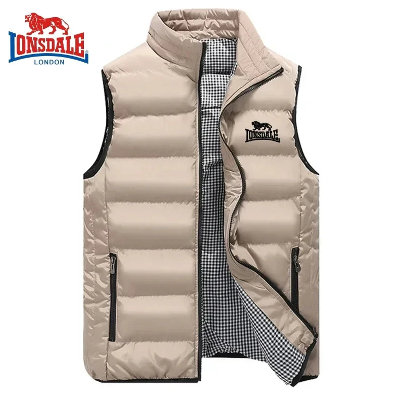 Men's Embroidery Brand High Quality Warm Vest Vest, Autumn and Winter Luxury Fashion Brand, Sleeveless Outdoor Windproof Jacket.