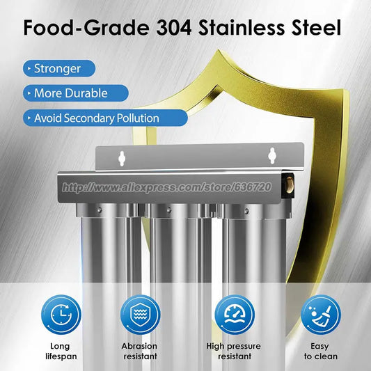 TSTUF 0.01μm Ultra-Filtration Under Sink Water Filter, Stainless Steel Water Filter for Sink, 5X Service Life.