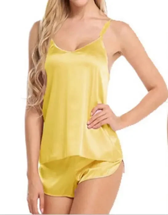 Sexy Damen-Pyjama-Sets, 2025, rosa Pyjamas für Damen, Spaghetti, ärmellose Tops + Shorts, Heimanzug, Sommer-Cami-Nachtwäsche mit V-Ausschnitt