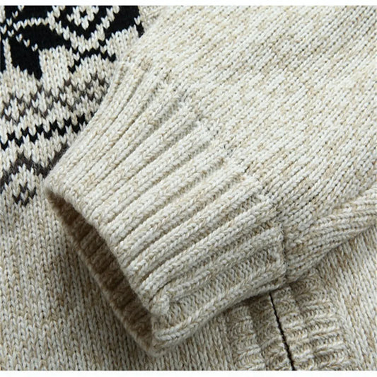 Wool Man Sweater Hooded Winter Cardigan Winter Thicken Fleece Overcoat Casual New Fashion Cotton Red Mens Winter Jacket.