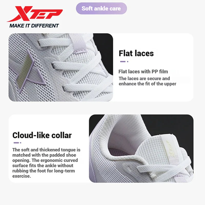 Xtep Laufschuhe für Damen, 2022, Sommer, atmungsaktiv, leicht, mit Rebound-Dämpfung, Stoßdämpfung, Sportschuhe 875218110014