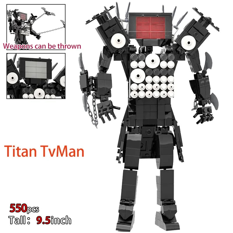Moc Skibidi Toilet Action Figures builing blocks,Camerman Titan Speakerman Surveillance Man TVMan Boys Bricks Toys For Kids Gift