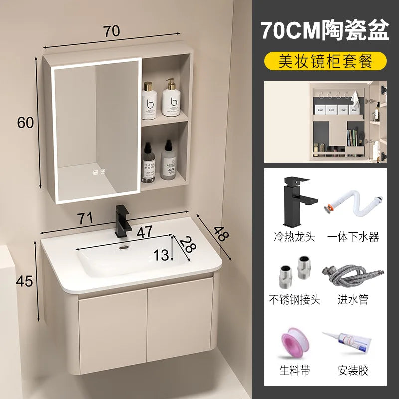Moderner intelligenter Badezimmerschrank, Wabenstruktur, Aluminium, WC, Waschbecken, Schrank, Kombination, integriertes Keramikwaschbecken, Waschtisch