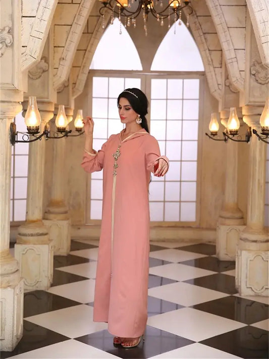 Ramadan Pink Abaya Damen Dubai Arabic Islam Prayer Clothes Muslim African Dresses For Women Kebaya Kaftan Robe Musulmane Femme.