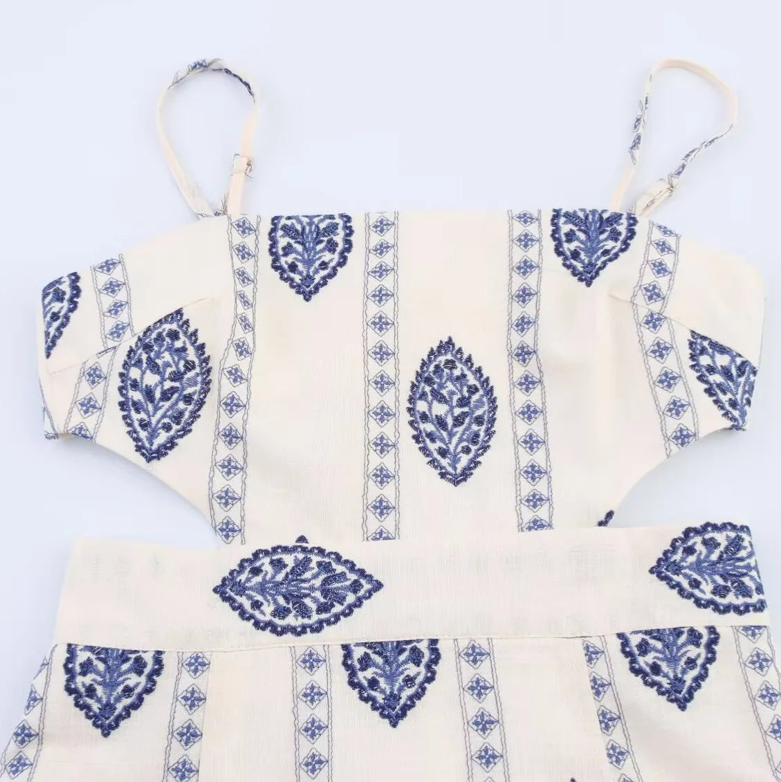 ZBZA Frauen Sexy Gedruckt Rohr Schlinge Lange Kleider Retro Taille Hohl Ärmelloses Abend Dünnes Kleid Weibliche Sommer Chic Street Party