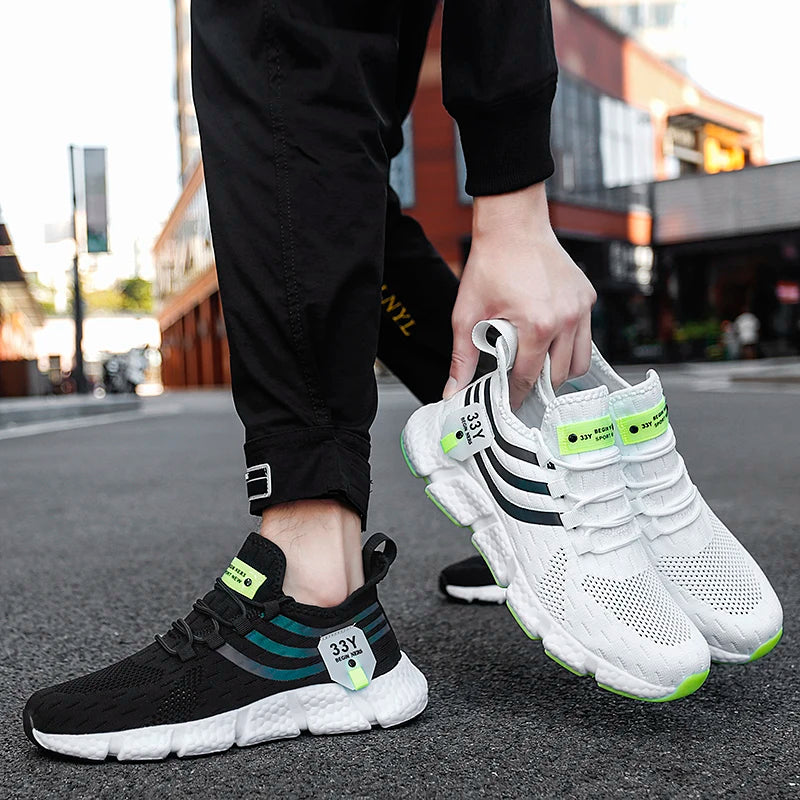 Herren Casual Sportschuhe atmungsaktiv leichte Sneakers Outdoor Mesh schwarze Laufschuhe sportlich Jogging Tenis Wanderschuhe