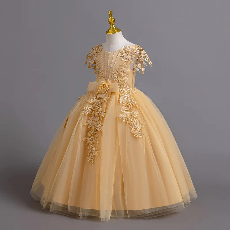 Prinzessin Mädchen Kommunion Geburtstags feier Tanz Leistung Pailletten schwarz Kleid Mädchen Hochzeit Brautjungfer Party Langarm Kleid