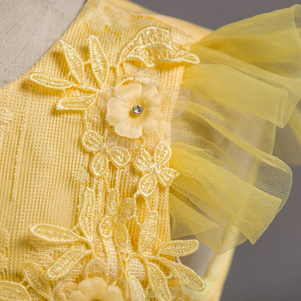 2025 Mädchen-Partykleider für Kinder, Mädchenkleider, Stickerei, Leistung, Junior-Kleid, Hochzeit, Abend, Abschlussball, Urlaub, Rock, Kostüm