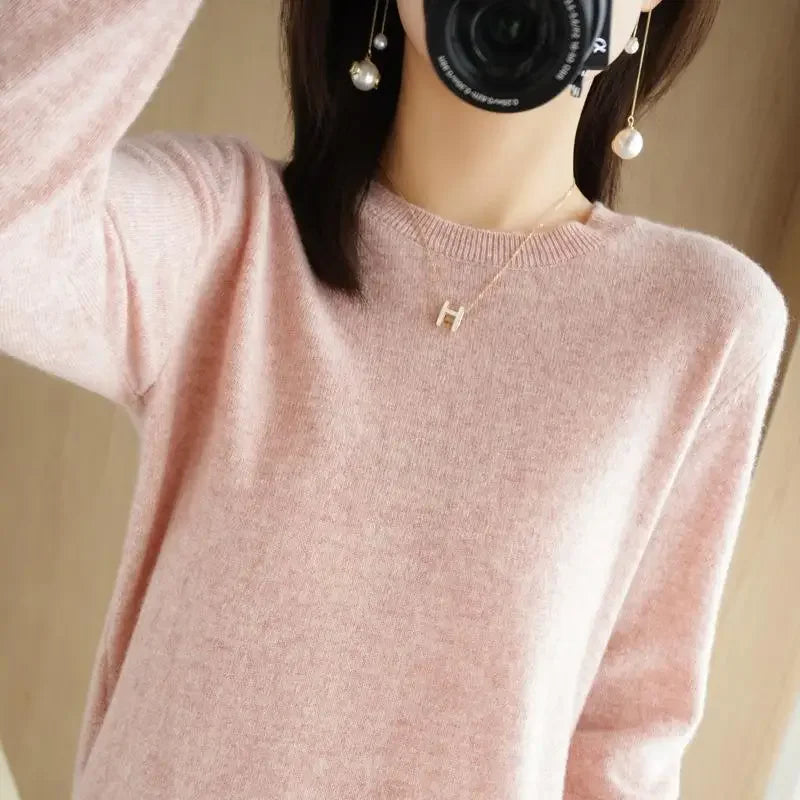 2025 frauen Pullover Frühling Herbst Lange Hülse O-ansatz Pullover Warme Bodenbildung Shirts Koreanische Mode Pullover Strickwaren Weiche Jumper