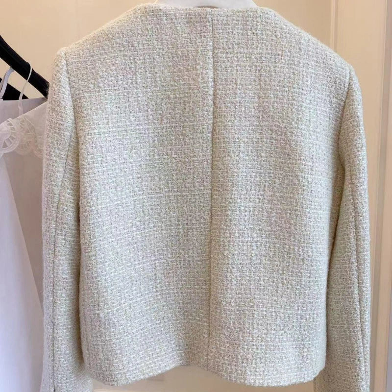 Frühling und Herbst Koreanische Mäntel Frauen Jacke Neue Französisch Wolle Tweed Mantel Mode High-end-Gold Taste Kurze Schlanke temperament