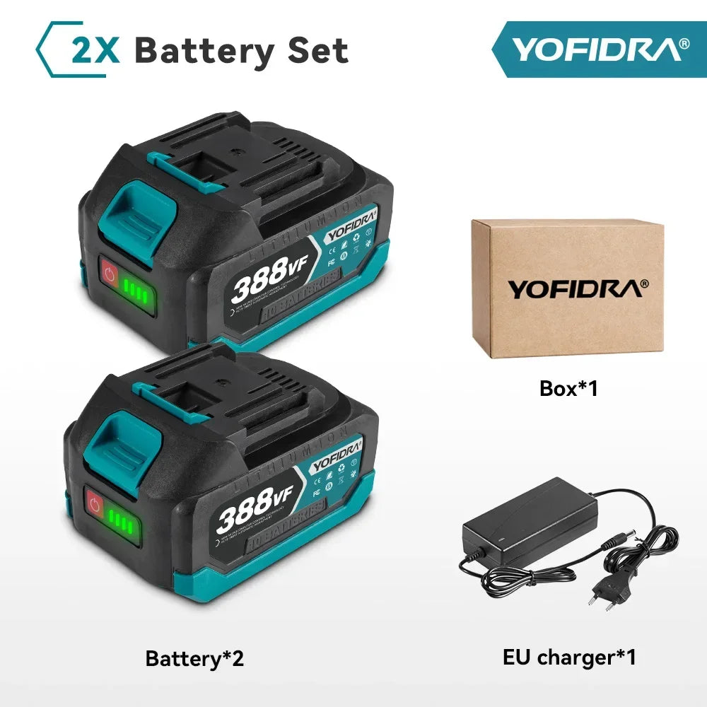 YOFIDRA 388VF 928VF wiederaufladbarer Lithium-Akku, 22500 mAh, 15000 mAh, Li-Ionen-Akku für elektrische Kettensäge, Bohrschlüssel, Elektrowerkzeug