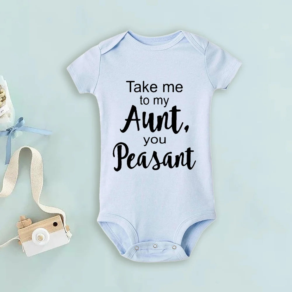 Take Me To My Tante You Baby-Body mit Bauernmuster, kurzärmelig, für Neugeborene, lockerer Komfort-Strampler, bestes Geschenk für Babys