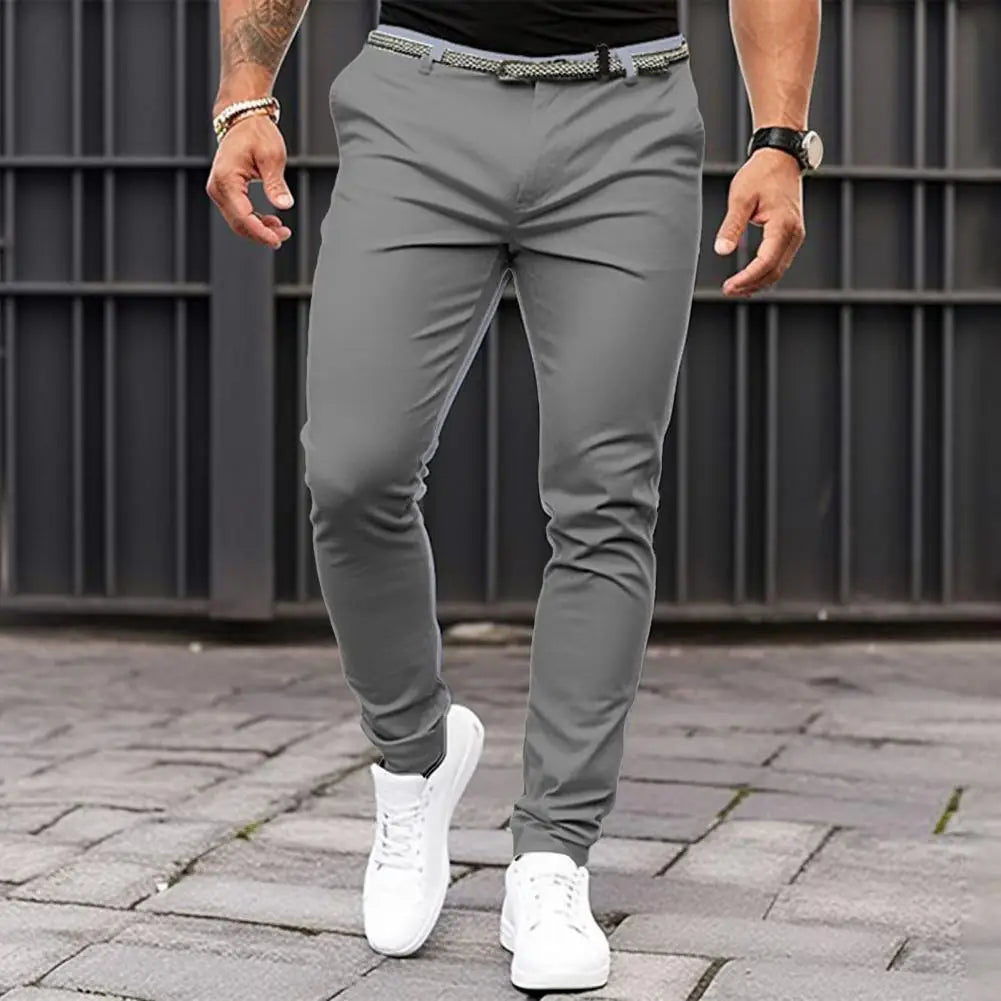 Männer Einfarbig Anzug Lange Hosen Mid-rise Schräg Taschen Zipper Fly Slim Fit Business Büro Hosen Feine Nähen hosen Arbeitskleidung