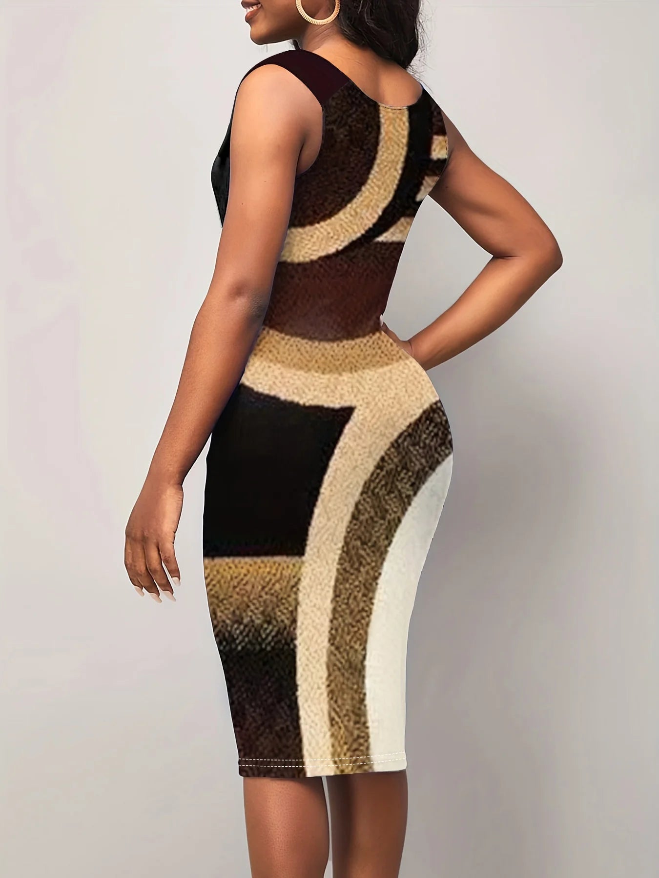 2024 sommer Frauen Afrikanische Kleider Geo Print Farbe Block Kleid Elegante V-ausschnitt Ärmel Bodycon Dame Nacht Party Slim Fit Kleid.