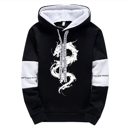 Men's Hooded Sweatshirt Sweatpants 2pcs Set Urban Casual Fashion Hoodie Outfits Dragon Printed Pullover Male Sporty Jogger Suit.