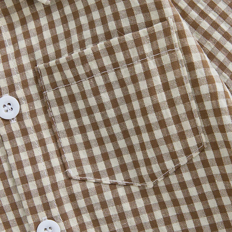 Kleinkind Niedlicher Gitter Revers Overall Kleinkind Dünner Stil Freizeit Einteiliger Baby Herbst Body