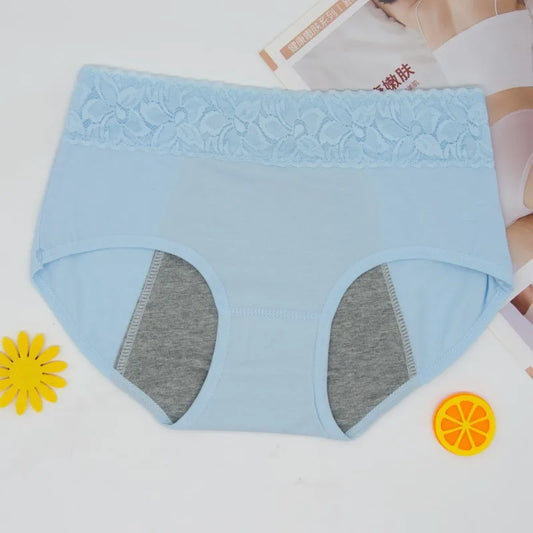 3 Pcs Women's Cotton Briefs Menstruation Underwear Leak Proof Sanitary With Menstrual Bamboo Fancy Low Waist Slimming Panties.